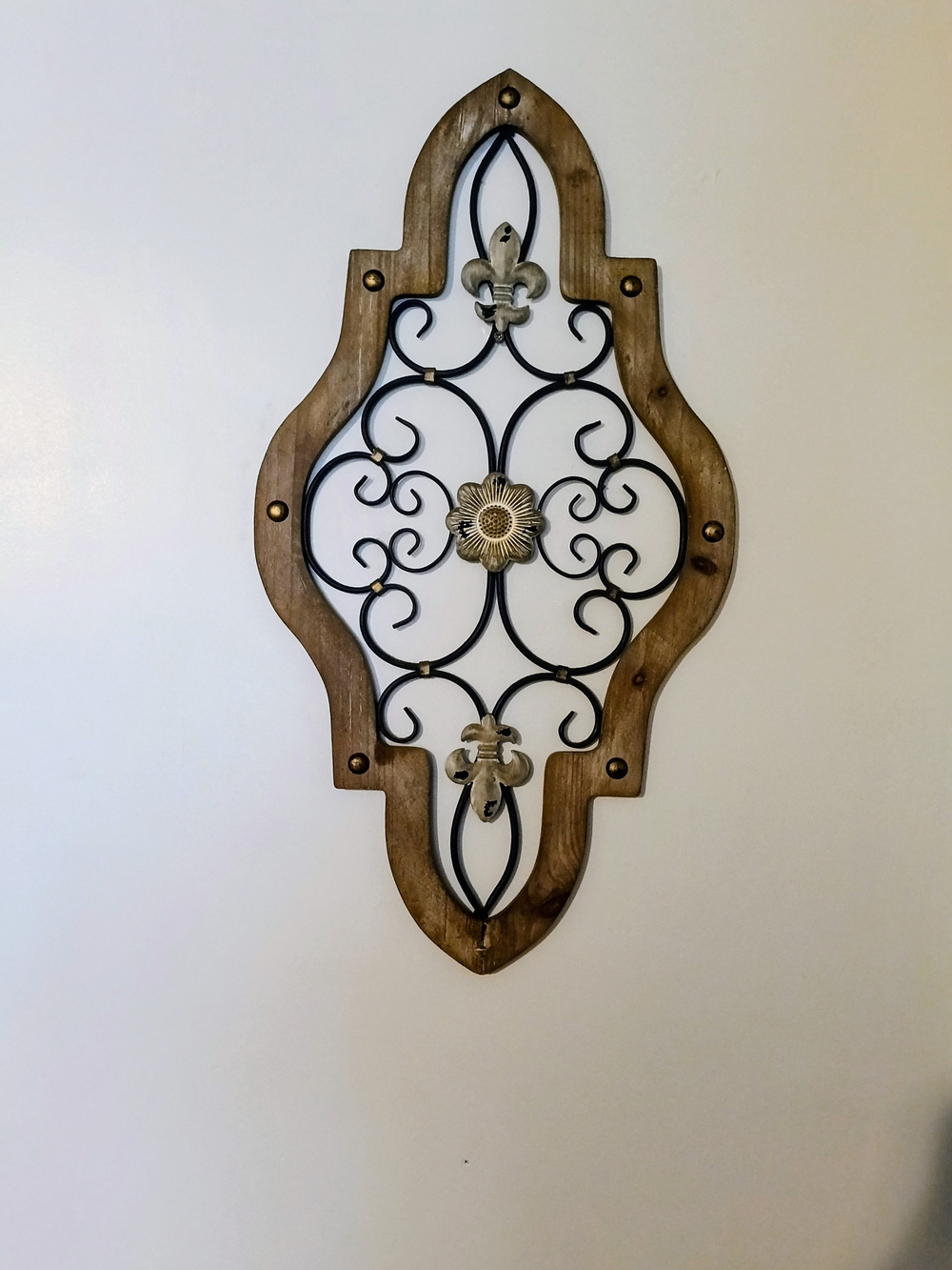 Wood and Metal Fleur-de-Lis Wall Decor - Brown and Black